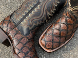 Men’s Brown Pirarucu Leather Boots With Black Shaft