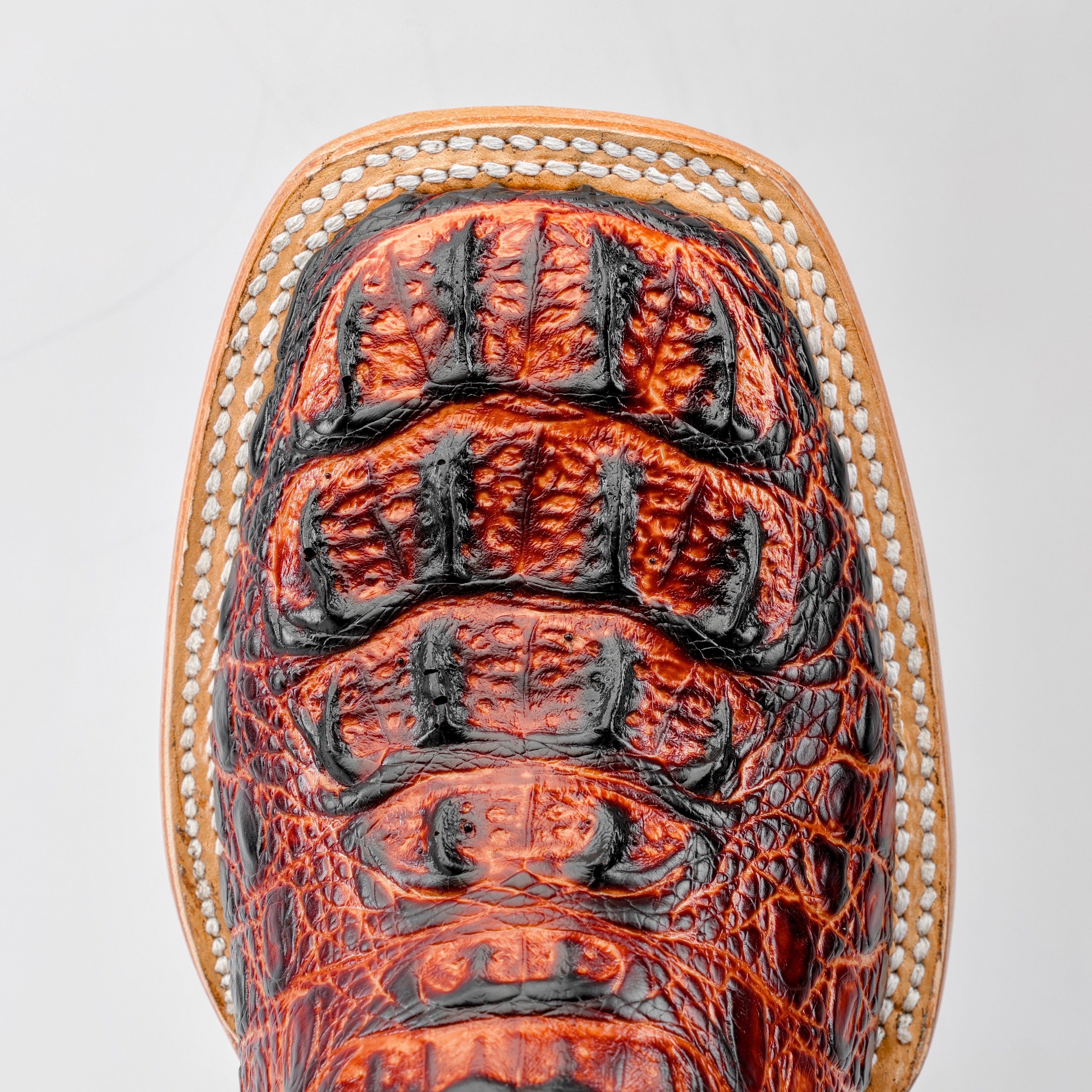 Cognac Caiman Neck Leather Boots - Square Toe – Texas Boot Ranch