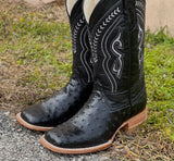 Men’s Black Genuine Ostrich Boots With Black Shaft