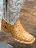 Men’s Genuine Butter Ostrich Boots With White Shaft
