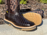Men’s Dark Brown American Alligator Leather Work Boots. No Steel Toe
