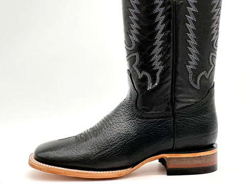 Men’s Black Shoulder Bull Leather Boots With Black Shaft