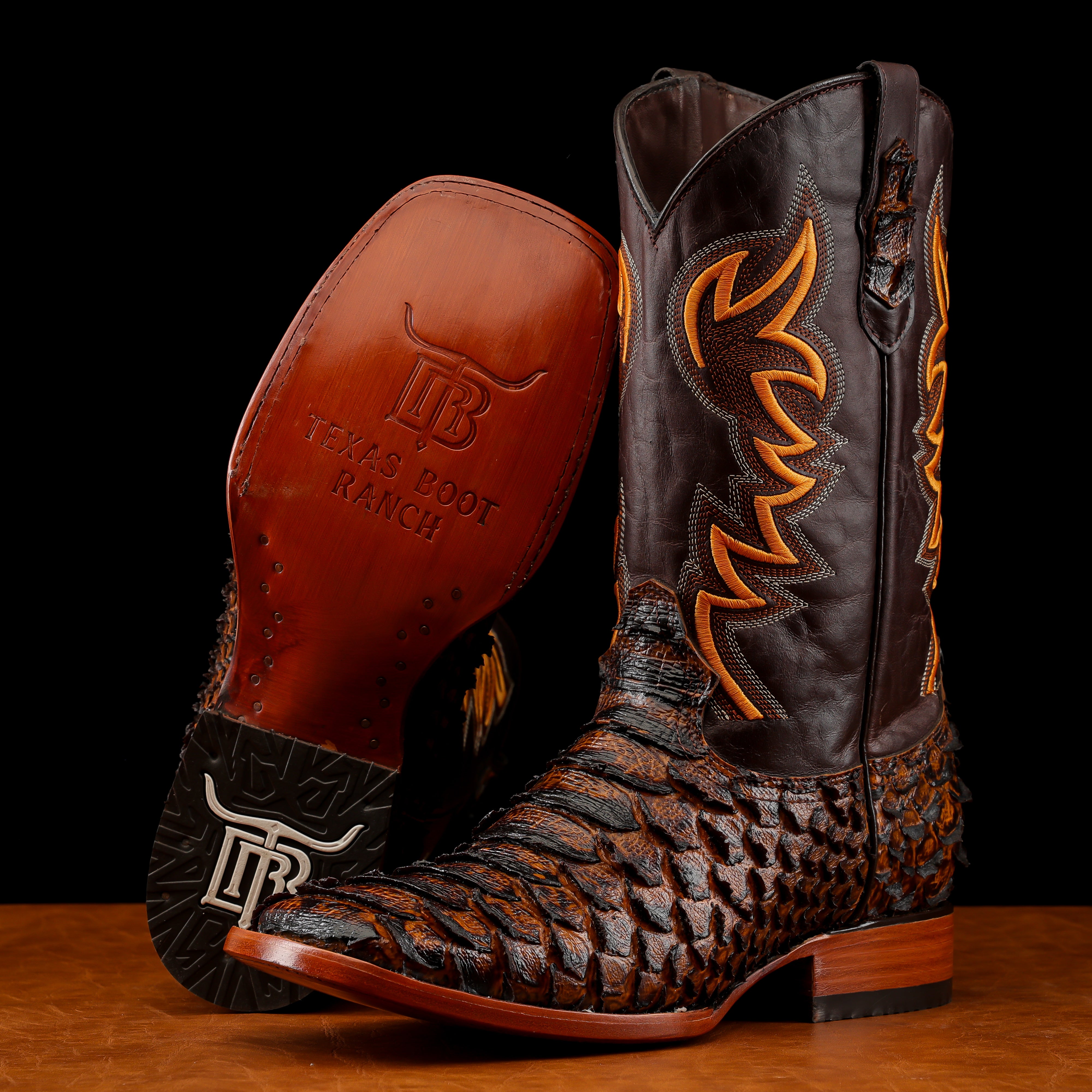 Honey Cognac Jumbo Python Leather Boots - Square Toe – Texas Boot