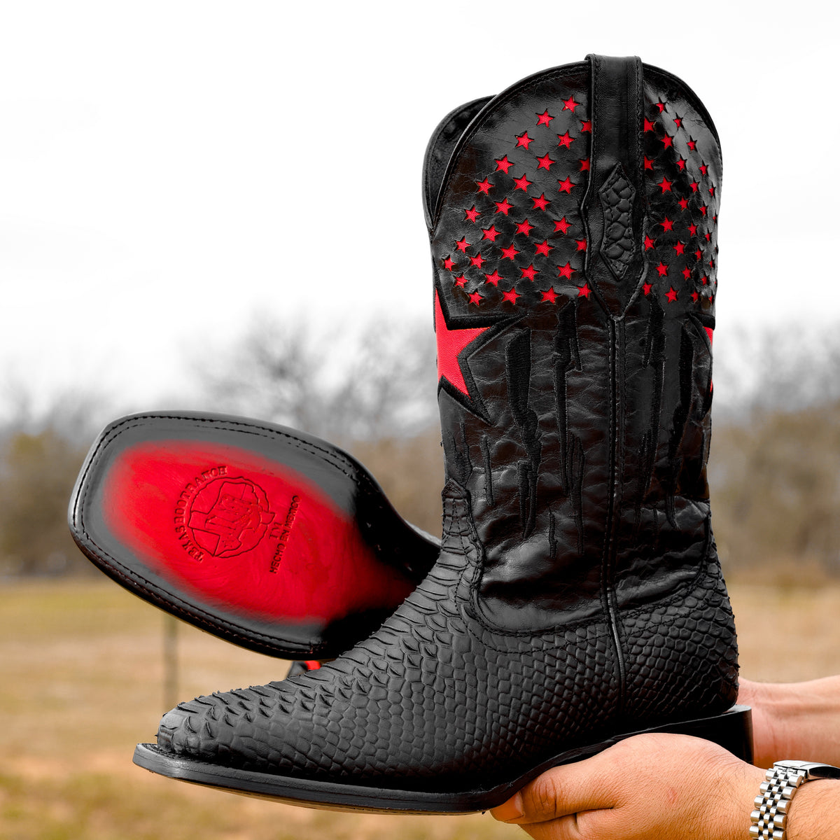 Matte Black Python Leather Boots - Square Toe – Texas Boot Ranch