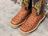 Men’s Honey Crocodile Leather Boots With Black Shaft - NON STEEL TOE