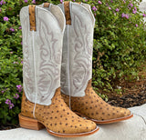 Men’s Butter Ostrich Leather Boots With Pearl Shaft