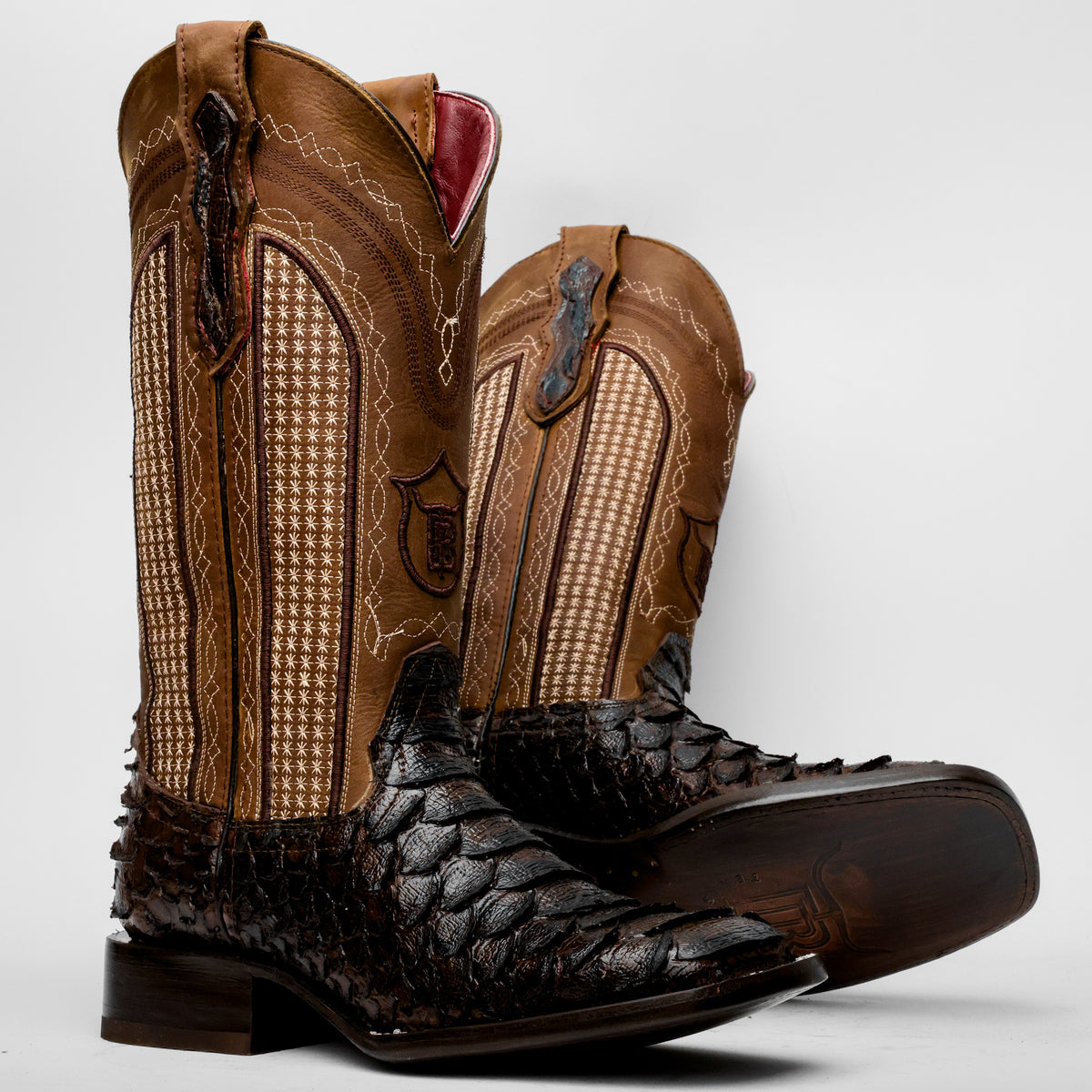 Brown Jumbo Python Leather Boots - Square Toe – Texas Boot Ranch
