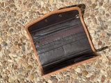 Honey Hand-Tooled Wallet With Pink Inlay