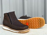 Men’s Brown Basketweave Western Cowboy Shoes