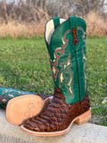 Men’s Honey Python Leather Boots With Green Shaft