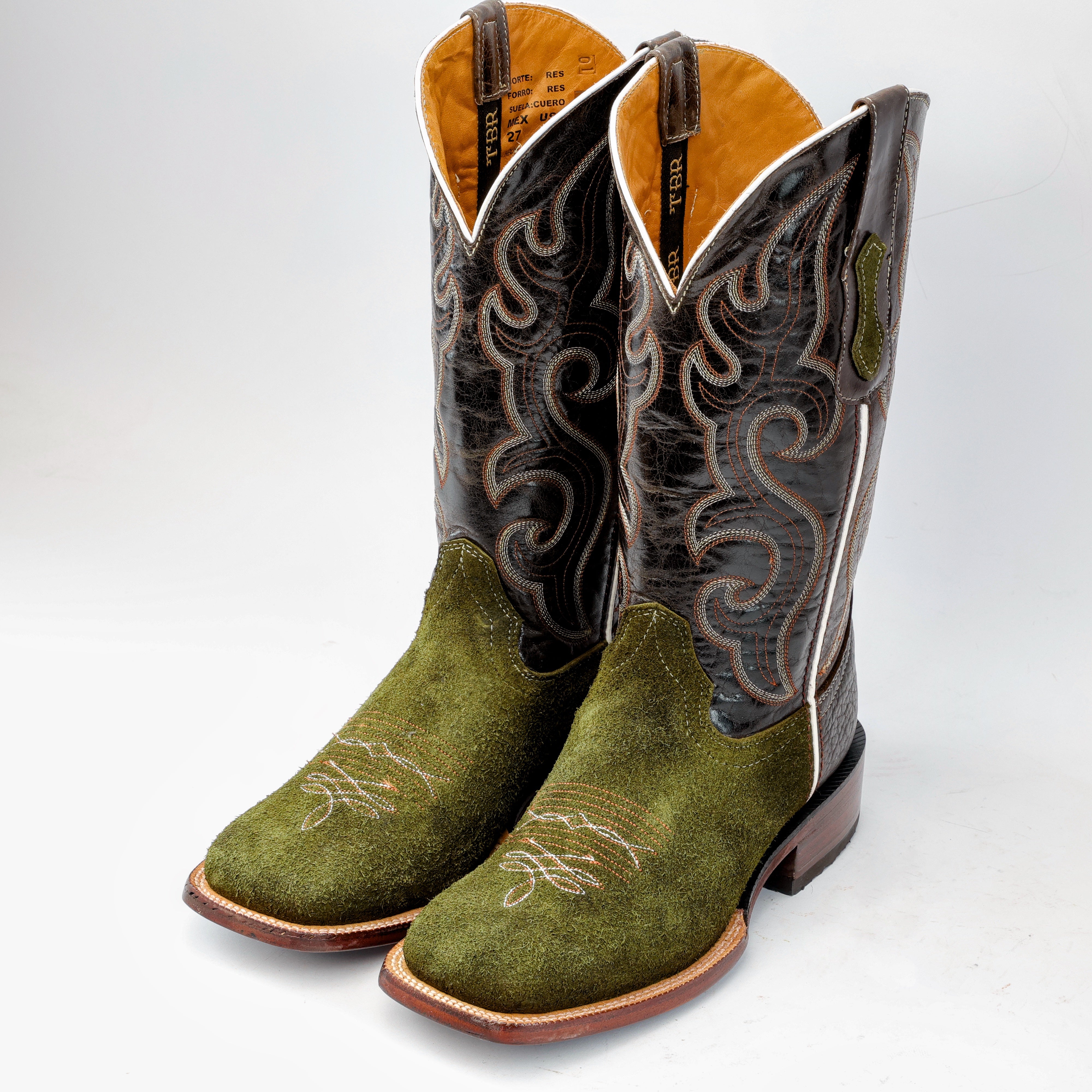 Olive Green Rough-Out Boots - Square Toe – Texas Boot Ranch