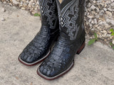 Men’s Black Crocodile Leather Boots With Black Shaft