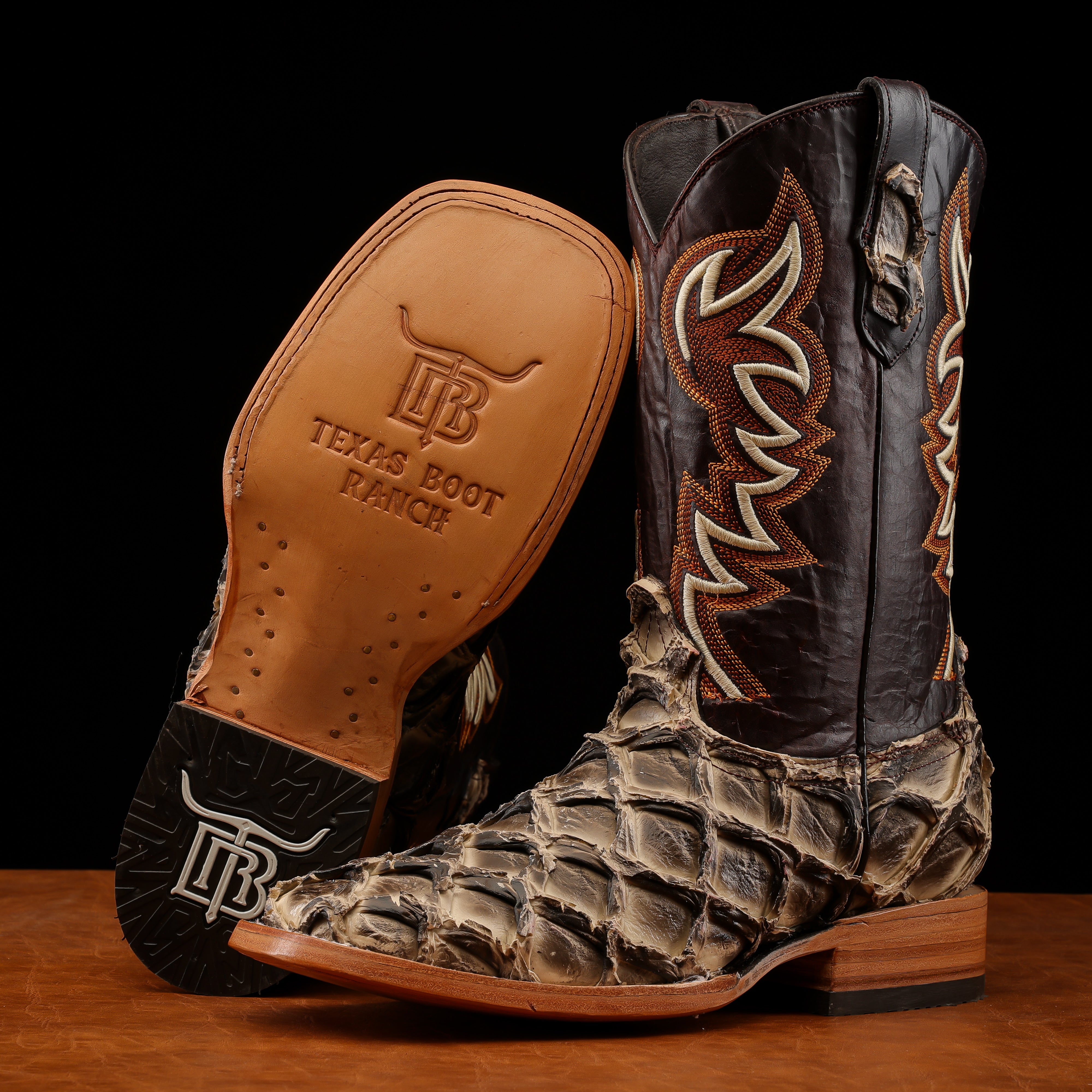 Safari Jumbo Pirarucu Leather Boots - Square Toe – Texas Boot Ranch