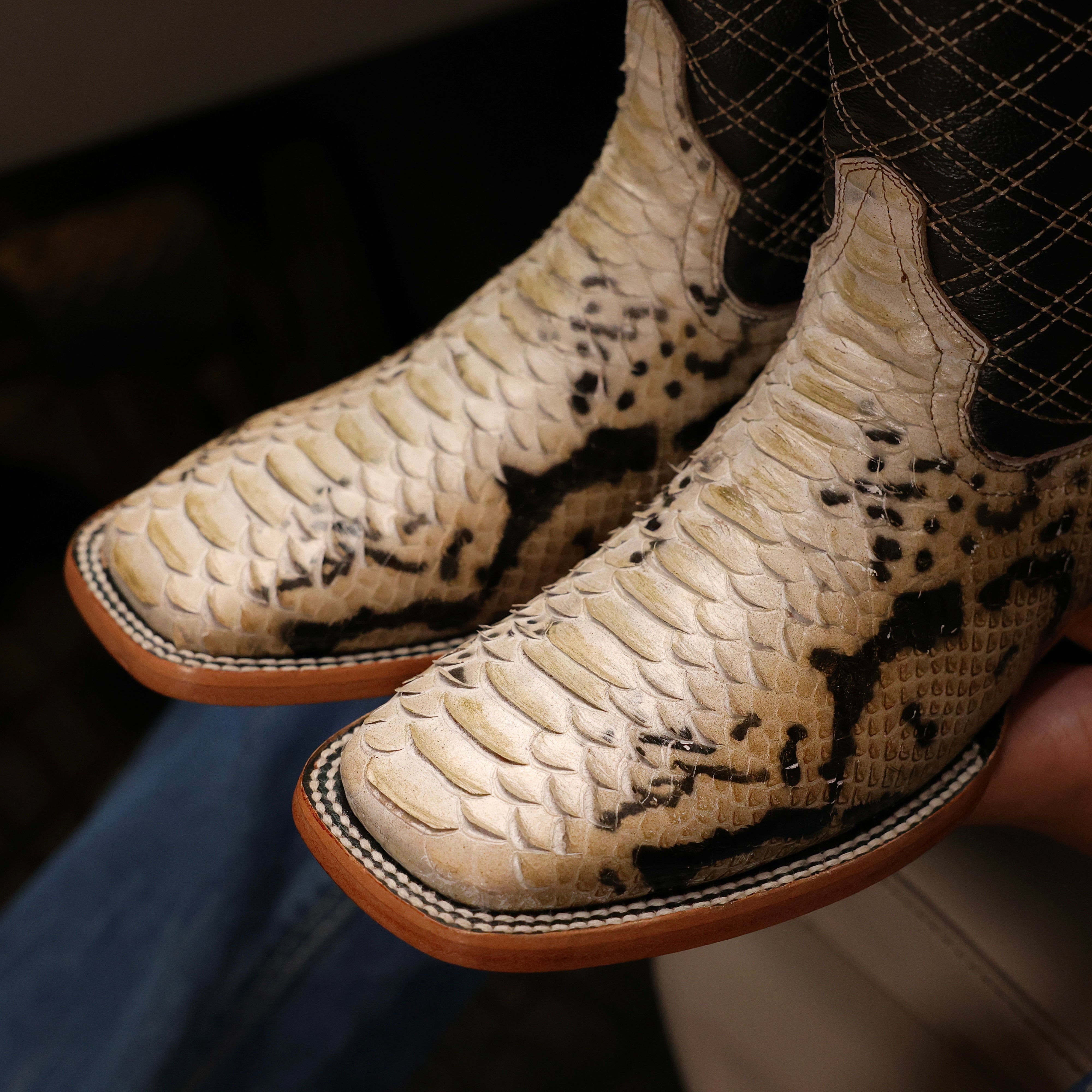 Shops natural snakeskin booties