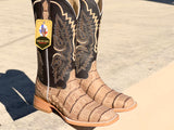 Men’s Orix Caiman Belly Leather Boots With Dark Brown Shaft