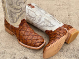 Men’s Honey Pirarucu Exotic Boots With White Rustic Shaft
