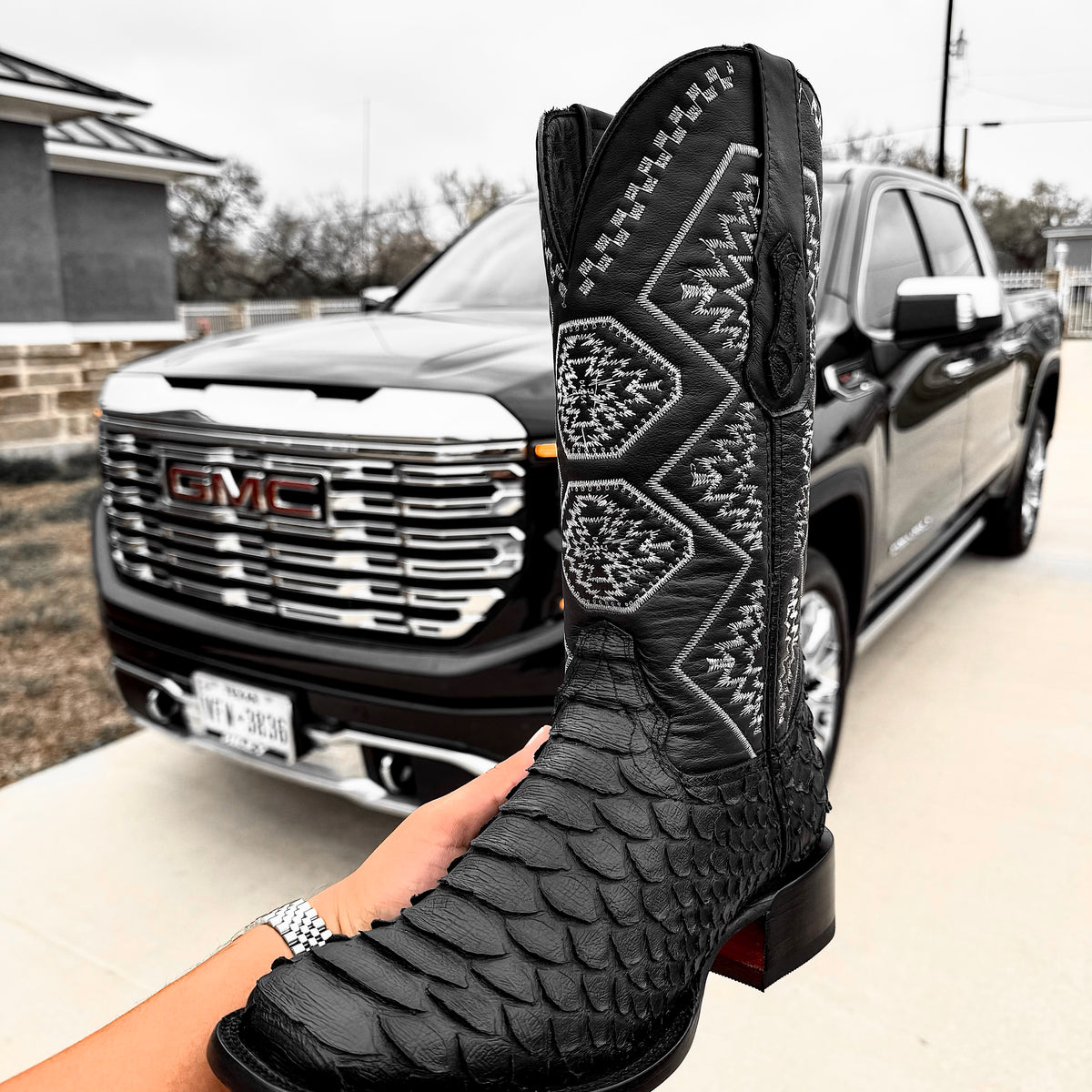“Black Mamba” Python Leather Boots - Square Toe – Texas Boot Ranch