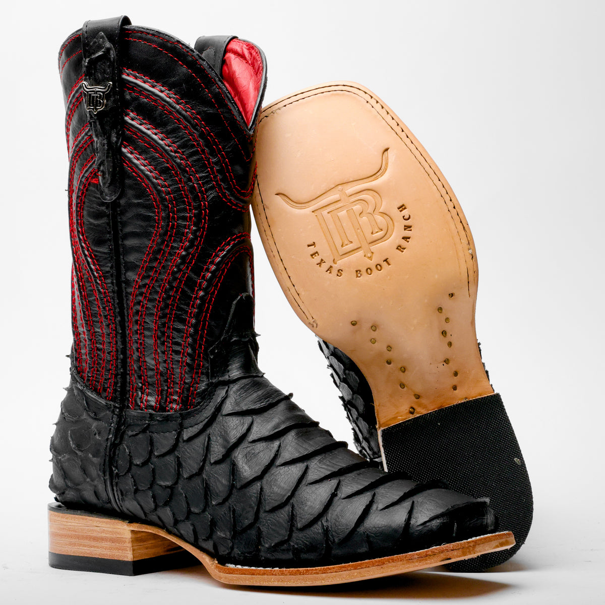 Matte Black Jumbo Python Leather Boots - Square Toe – Texas Boot Ranch