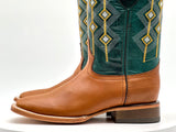 Men’s Orange Genuine Leather Boots With Green Shaft