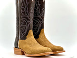 Men’s Honey Rough-Out Leather Boots With Dark Brown Shaft