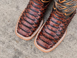Men’s Cognac Python Leather Boots With Black Shaft