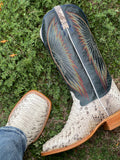 Men’s Genuine Natural Python Boots With Blue Shaft