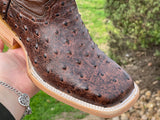 Men’s Brown Ostrich Leather Boots With Brown Shaft