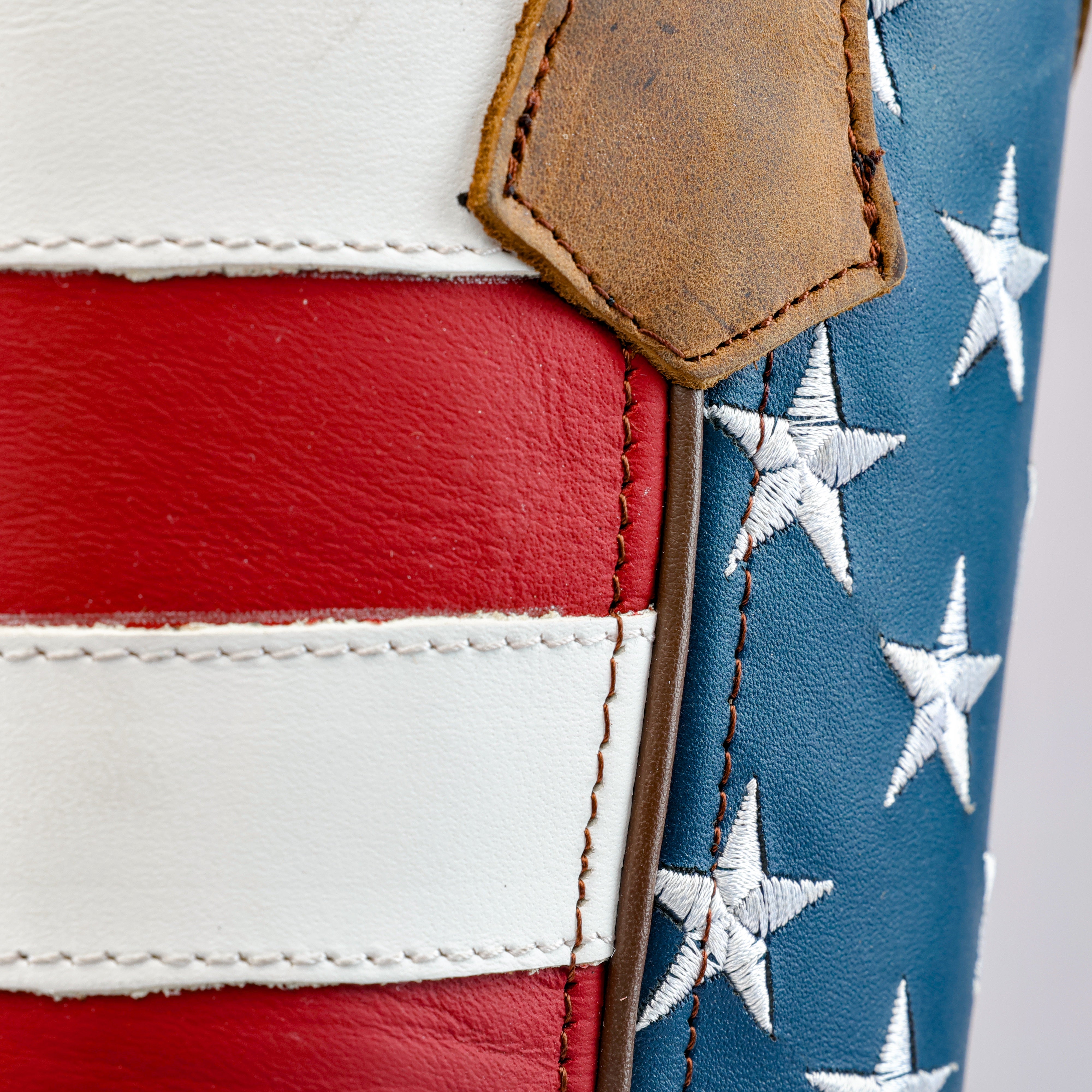 Tan Whiskey USA Flag Leather Work Boots - Composite Toe – Texas