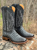 Men’s Black Ombré Caiman Belly Leather Boots With Black Shaft