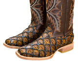 Men’s Honey Gold Pirarucu Leather Boots With Brown Shaft