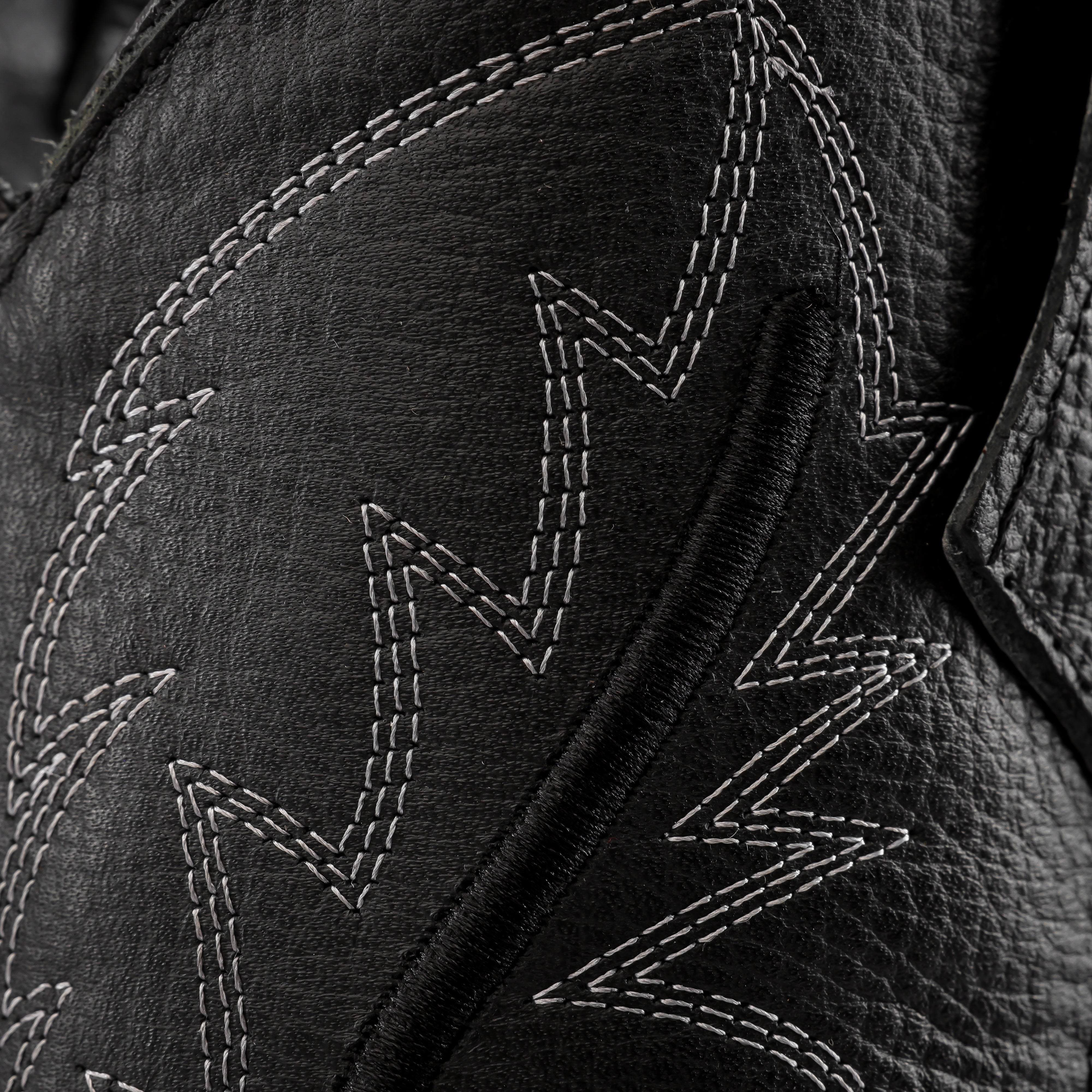 Black Basketweave Leather Boots With 3D Lightweight Sole - Square