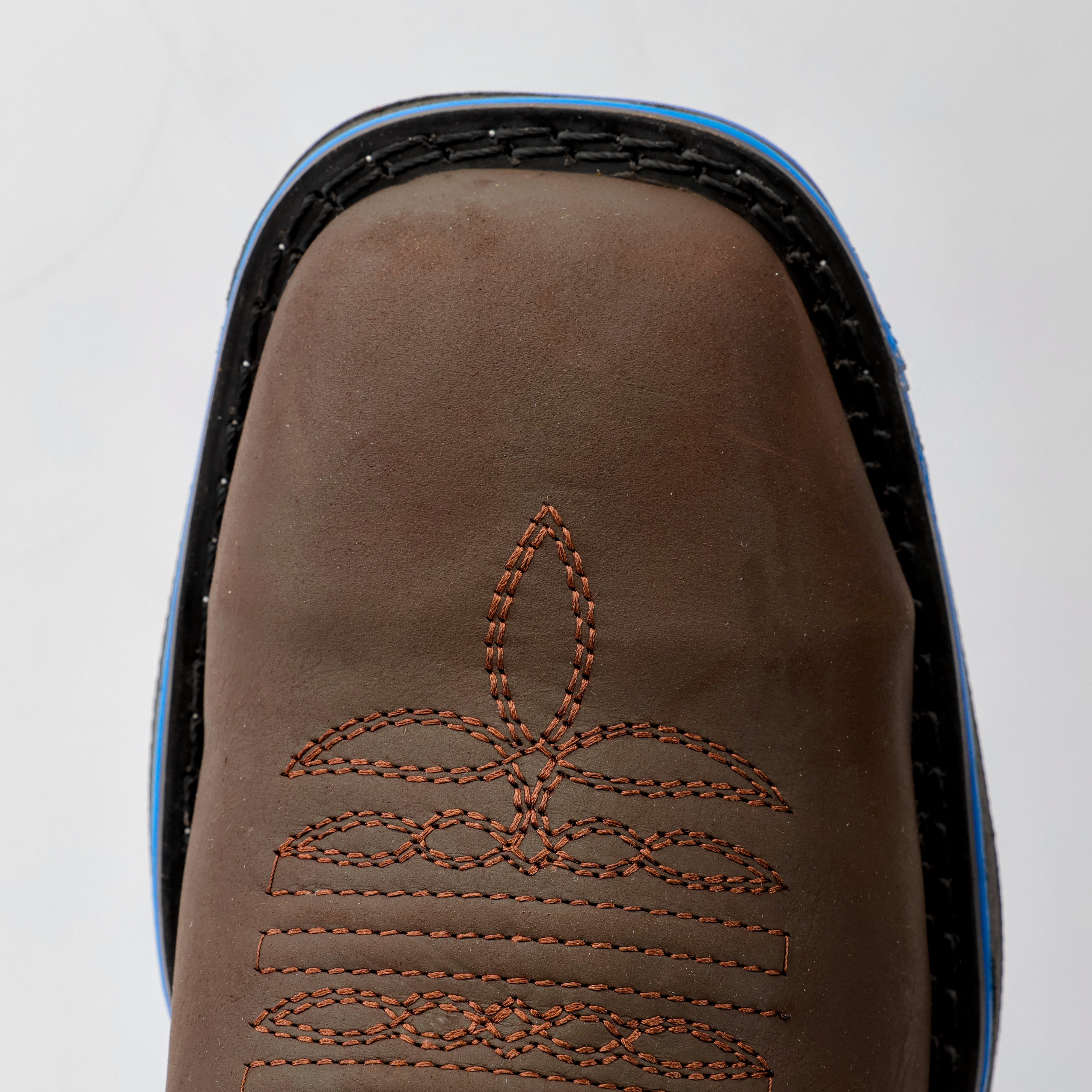 Chocolate Brown TEXAS Flag Leather Work Boots - Composite Toe
