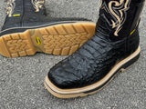 Men’s Black Crocodile Leather Work Boots - Steel Toe
