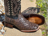 Men’s Brown Ostrich Leather Boots With Black Shaft