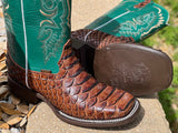 Men’s Conag Python Leather Boots With Green Shaft