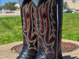 Men’s Black Matte Python Leather Boots With Black Shaft