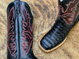 Men’s Black Python Leather Boots With Black Shaft