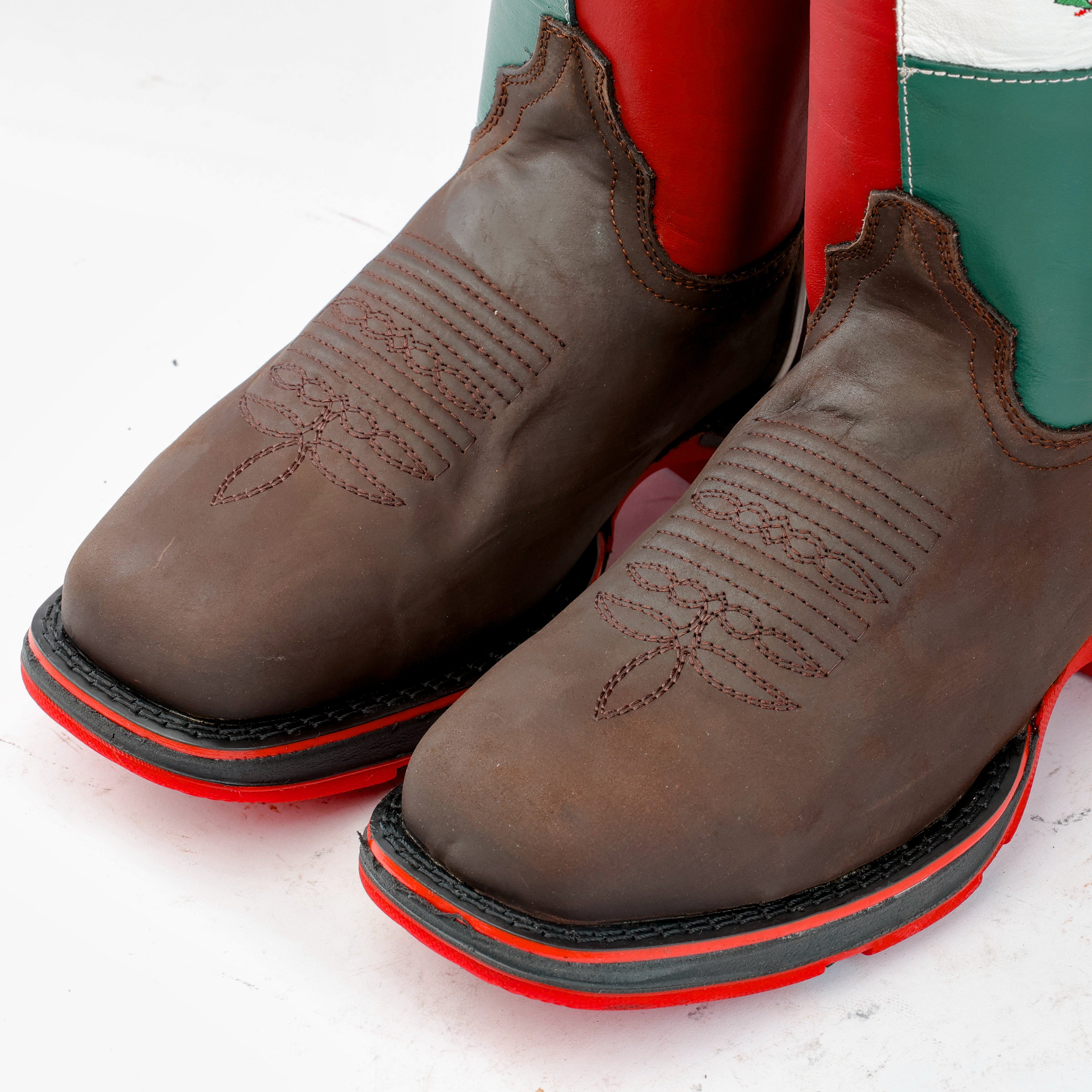 Brown MEXICO Flag Leather Work Boots - Composite Toe – Texas Boot