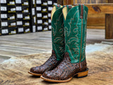 Men’s Brown Crocodile Leather Boots With Green Shaft