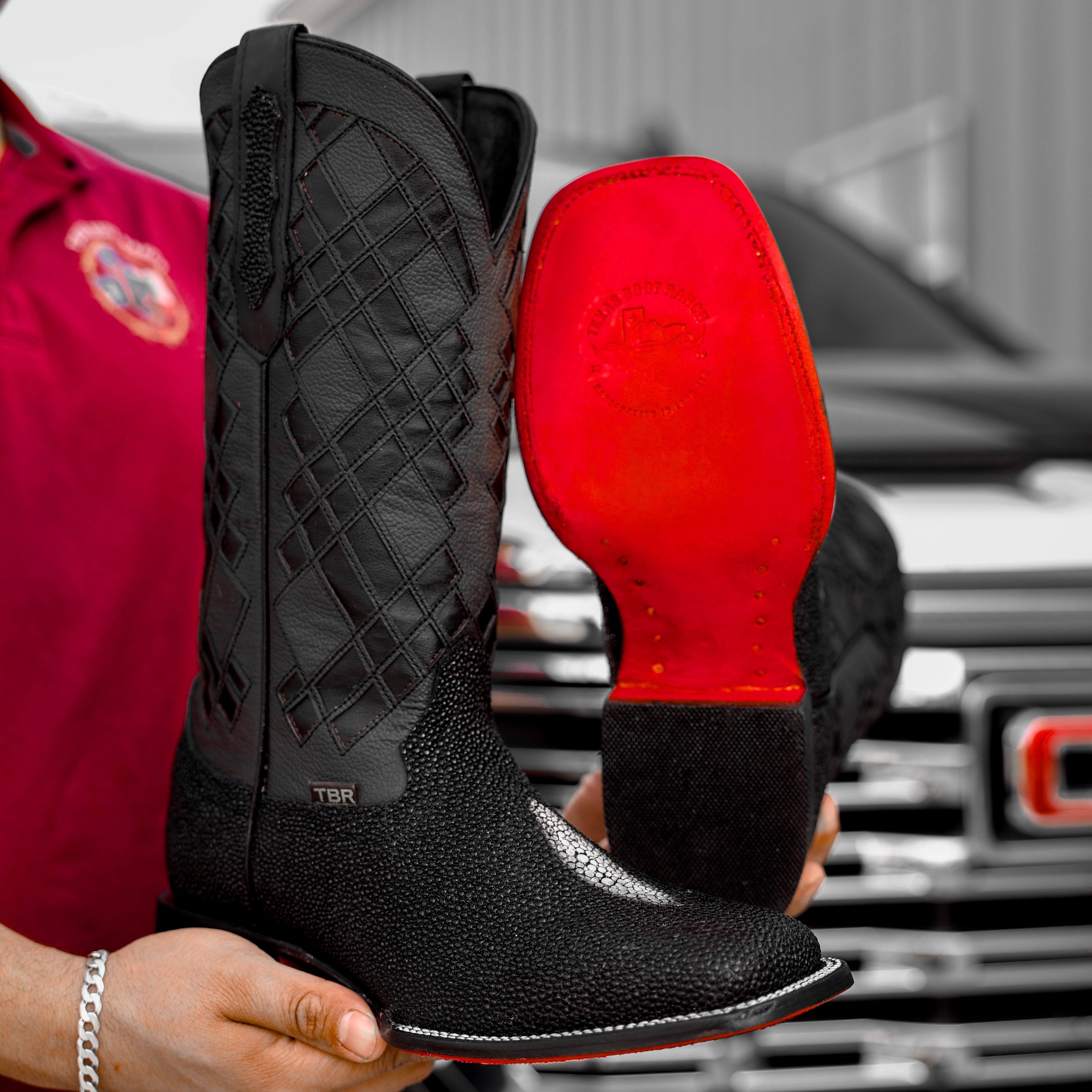 Black Stingray Leather Boots - Square Toe – Texas Boot Ranch