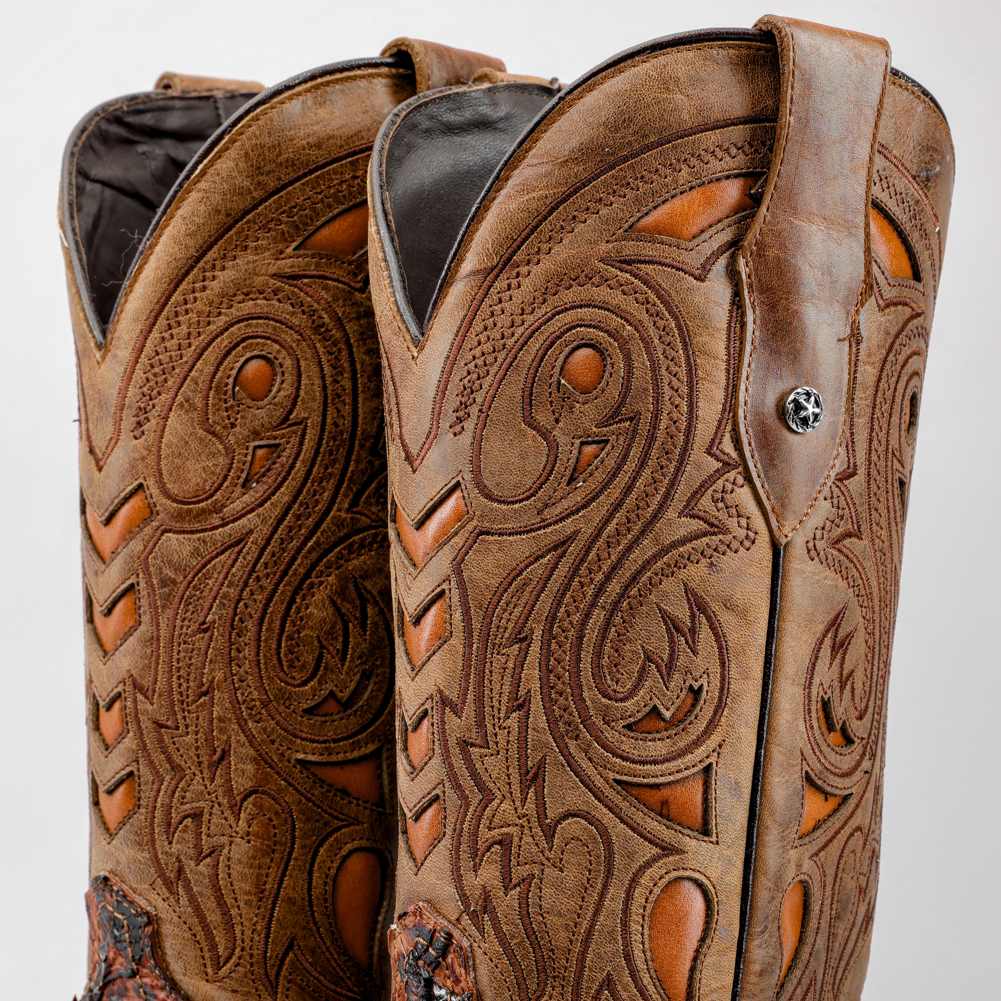 Cognac Jumbo Pirarucu Leather Boots - Square Toe – Texas Boot Ranch