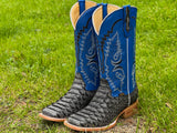 Men’s Grey Python Leather Boots With Blue Shaft