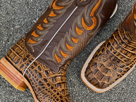 Men’s Honey Crocodile Leather Boots With Brown Shaft
