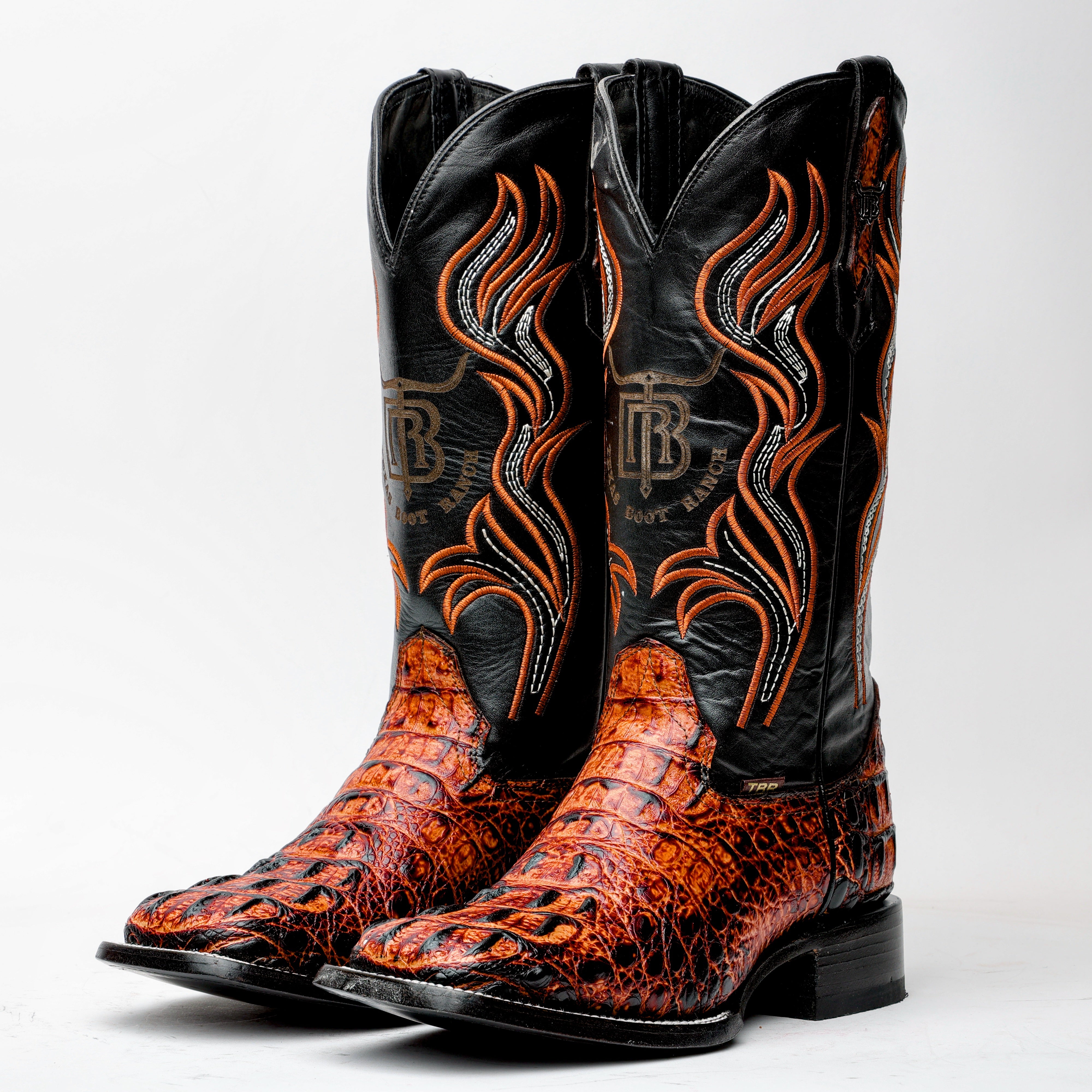 Cognac Caiman Neck Leather Boots - Square Toe – Texas Boot Ranch