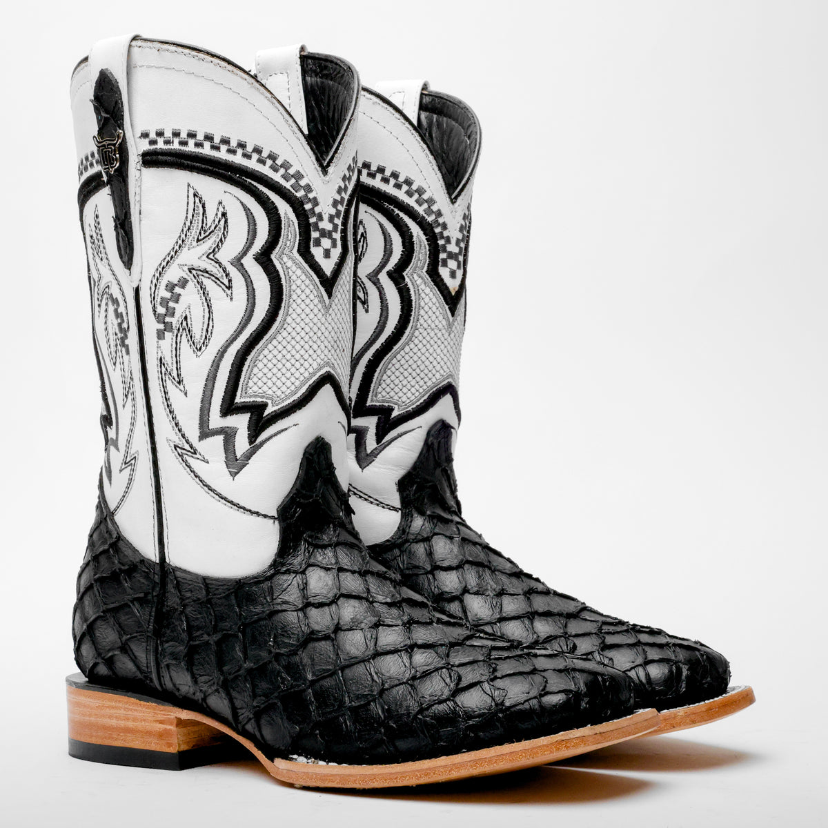 Black Mini Pirarucu Leather Boots - Square Toe – Texas Boot Ranch