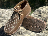 Men’s Brown Crossed stitched Leather Boat Shoes