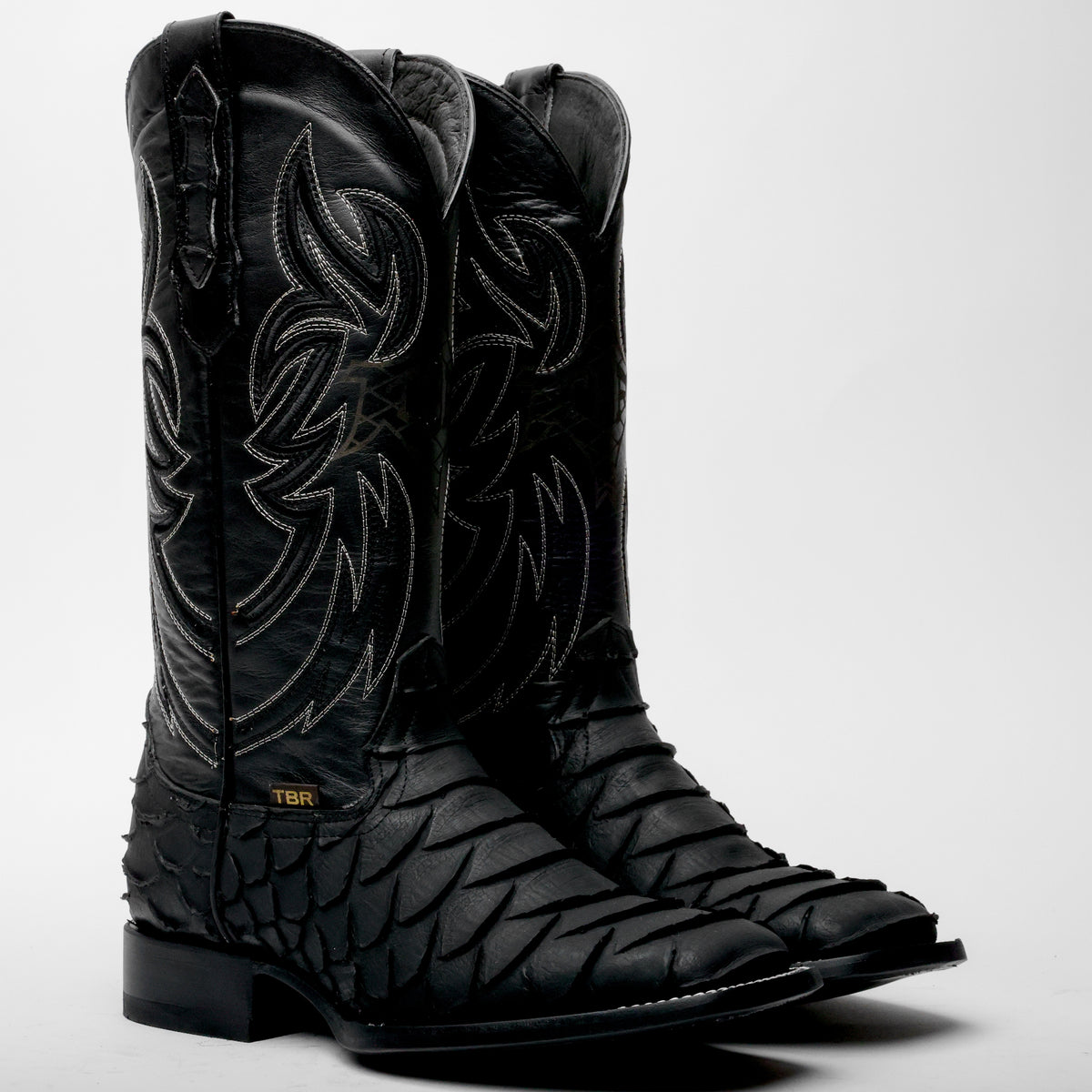 Black Jumbo Python Leather Boots - Square Toe – Texas Boot Ranch