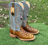 Men’s Butter Python Leather Boots With Rooster/Light Grey Shaft