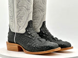Men’s Black Rustic Caimán Leather Boots With Pearl White Shaft