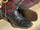 Men’s Black Pirarucu Leather Boots With black Shaft